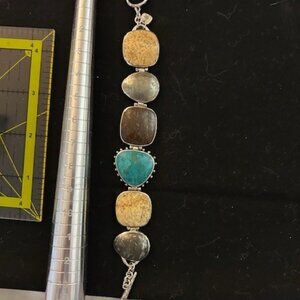Silpada Sterling Silver 925 Multi Gemstone Bracelet 7.5 in